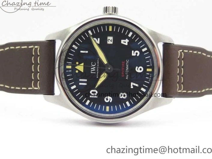 MIROTIME 0224 Original Pilot IW326803 SS MK 1:1 Best Edition Black Dial on Brown Leather Strap MIYOTA 7146